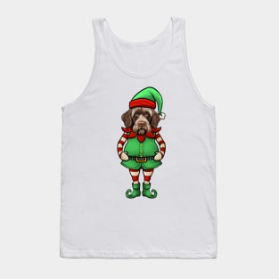 Funny Christmas Elf Wirehaired Pointing Griffon Dog Tank Top
